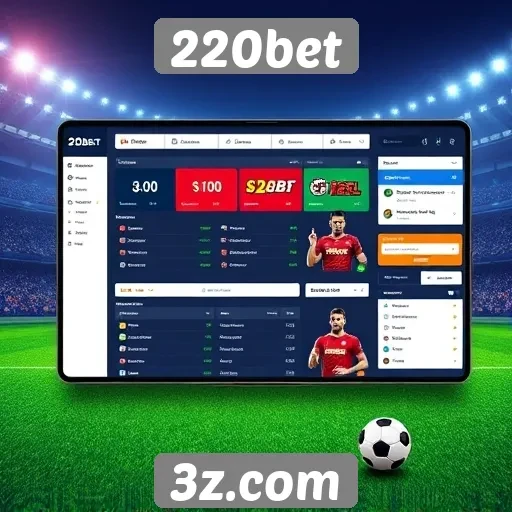 Interface e funcionalidades do site 220bet